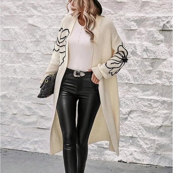 Cupshe Ivory Floral Long Sleeve Duster Size M | NWT | Cream - Picture 6 of 6